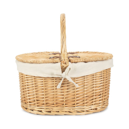 Buff Willow Oval Picnic Basket with White Lining