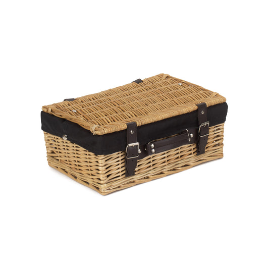 14 Inch Buff Willow Wicker Hamper with Black Lining