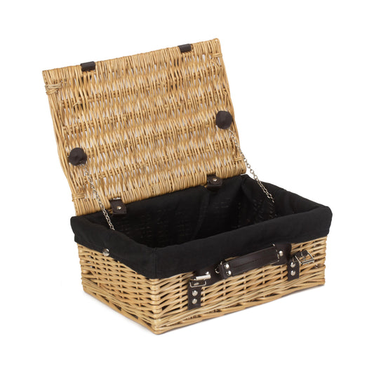 14 Inch Buff Willow Wicker Hamper with Black Lining