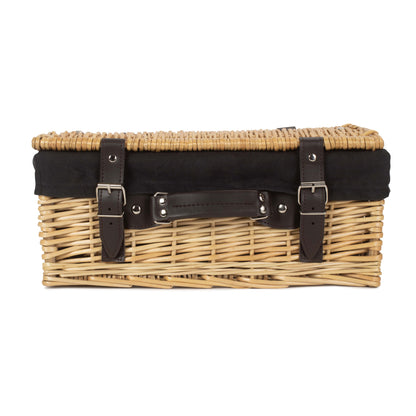 14 Inch Buff Willow Wicker Hamper with Black Lining