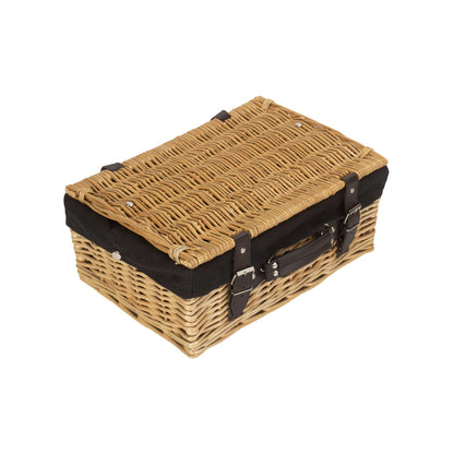 14 Inch Buff Willow Wicker Hamper with Black Lining