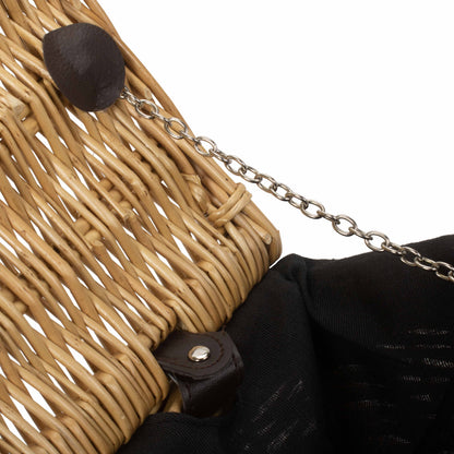 14 Inch Buff Willow Wicker Hamper with Black Lining