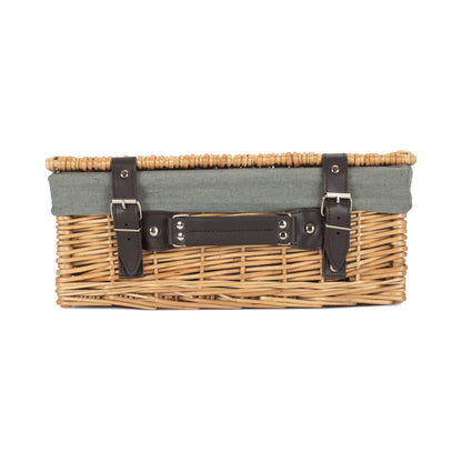 14 Inch Buff Willow Wicker Hamper with Grey Sage Lining