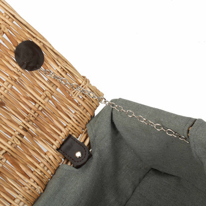 14 Inch Buff Willow Wicker Hamper with Grey Sage Lining