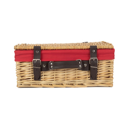 14 Inch Buff Willow Wicker Hamper with Red Lining