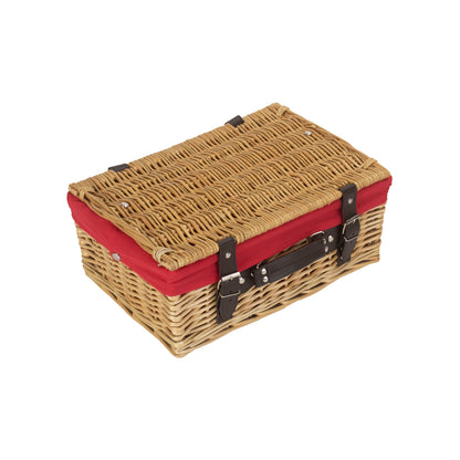 14 Inch Buff Willow Wicker Hamper with Red Lining