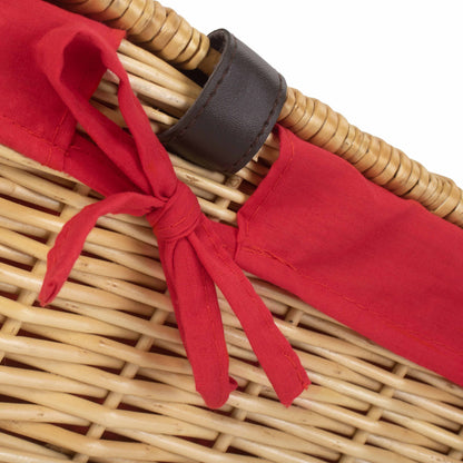 14 Inch Buff Willow Wicker Hamper with Red Lining