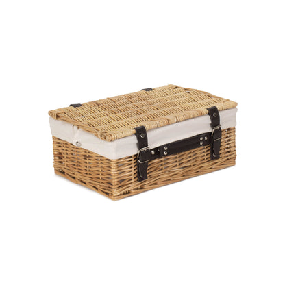 14 Inch Buff Willow Wicker Hamper with White Lining