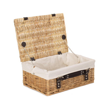 14 Inch Buff Willow Wicker Hamper with White Lining