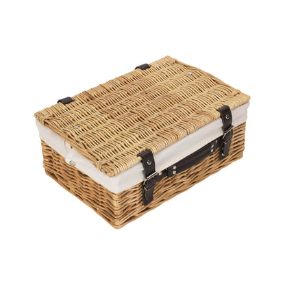 14 Inch Buff Willow Wicker Hamper with White Lining