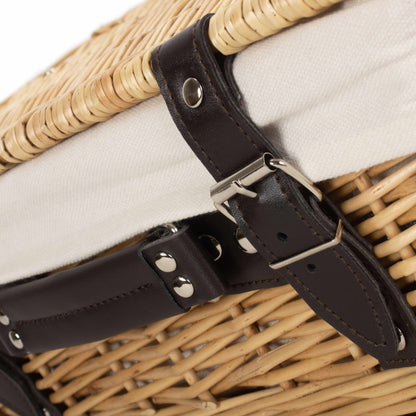 14 Inch Buff Willow Wicker Hamper with White Lining