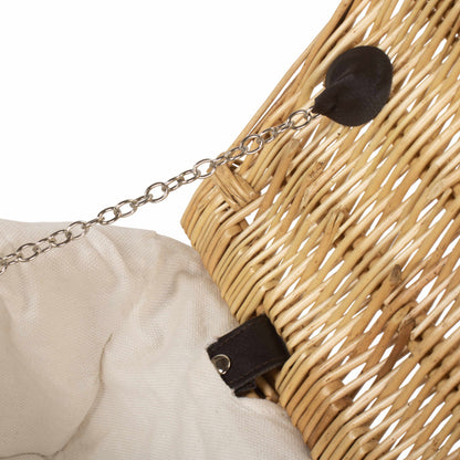 14 Inch Buff Willow Wicker Hamper with White Lining