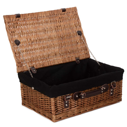 18 Inch Double Steamed Willow Hamper Trunk with Black Lining