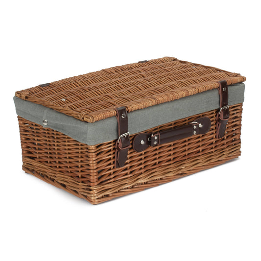 18 Inch Double Steamed Willow Hamper Trunk with Grey Sage Lining