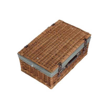 18 Inch Double Steamed Willow Hamper Trunk with Grey Sage Lining