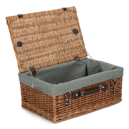 18 Inch Double Steamed Willow Hamper Trunk with Grey Sage Lining