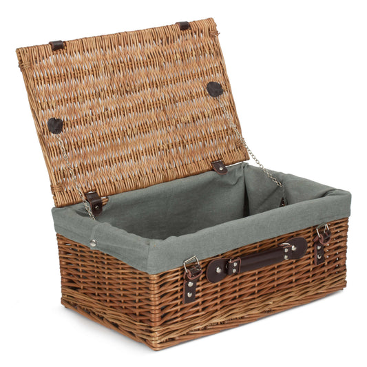 18 Inch Double Steamed Willow Hamper Trunk with Grey Sage Lining