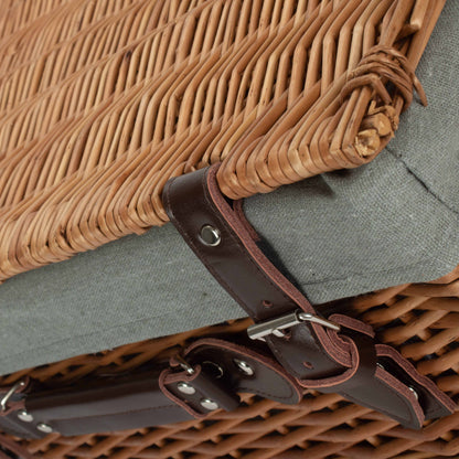 18 Inch Double Steamed Willow Hamper Trunk with Grey Sage Lining
