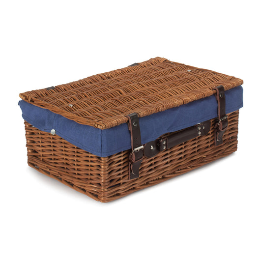18 Inch Double Steamed Willow Hamper Trunk with Navy Blue Lining