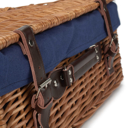 18 Inch Double Steamed Willow Hamper Trunk with Navy Blue Lining