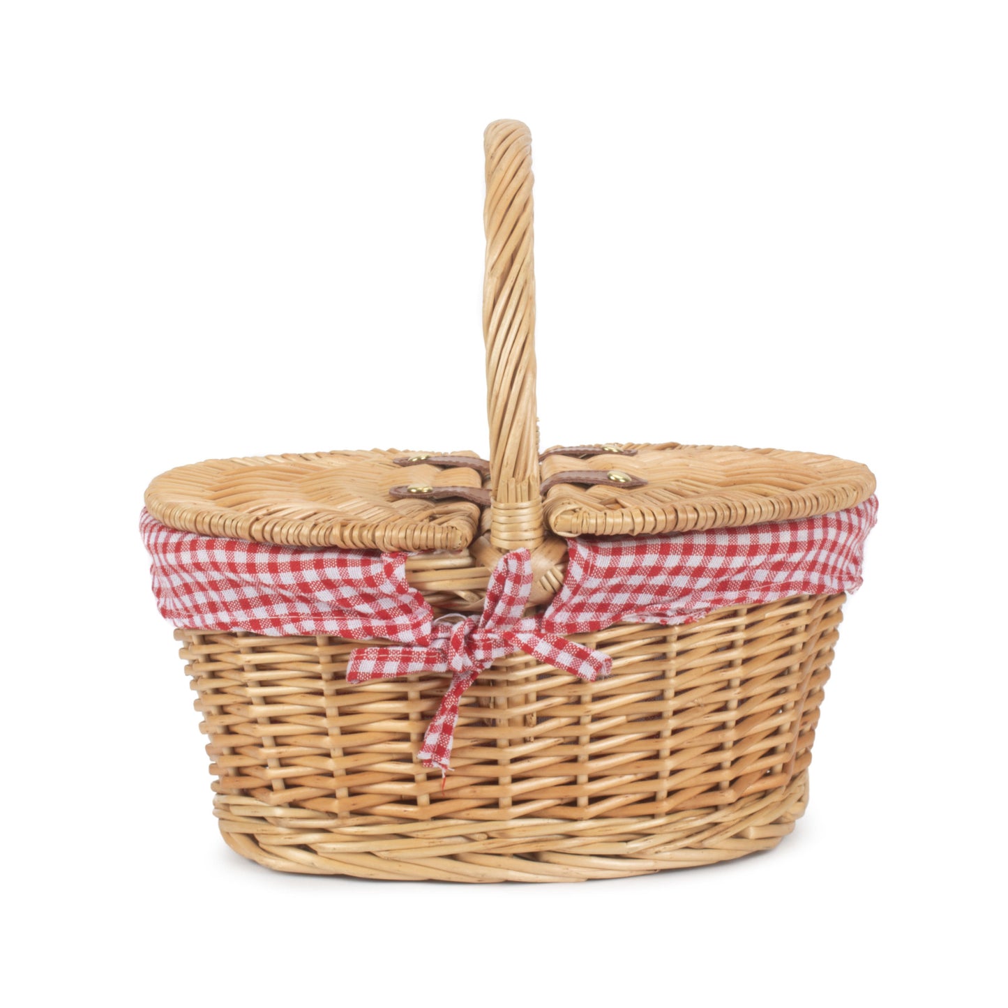 Child's Lined Oval Lidded Hamper With Red & White Checked Lining