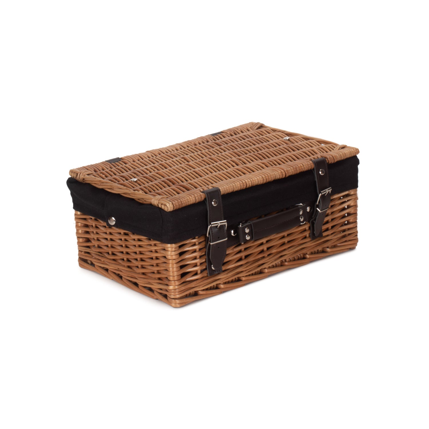 14 Inch Double Steamed WIllow Hamper with Black Lining