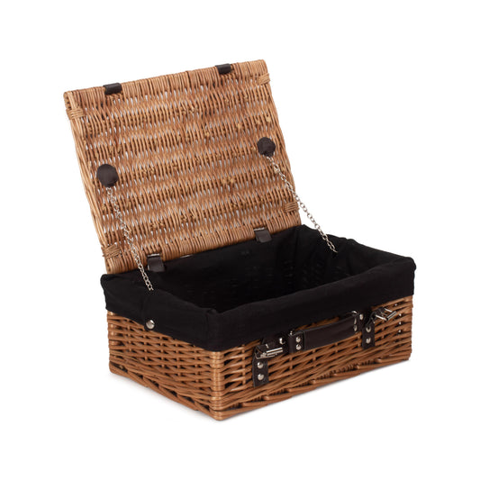 14 Inch Double Steamed WIllow Hamper with Black Lining