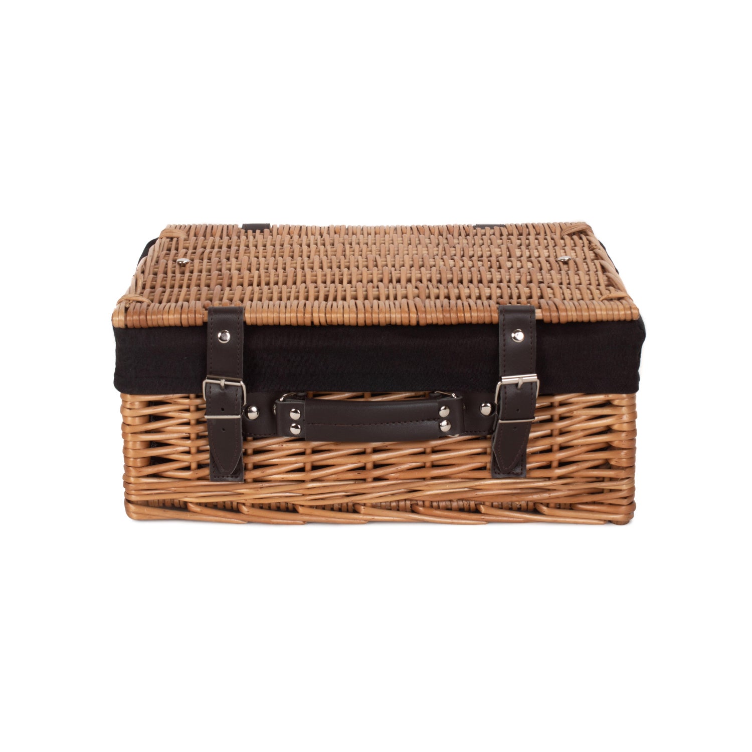 14 Inch Double Steamed WIllow Hamper with Black Lining