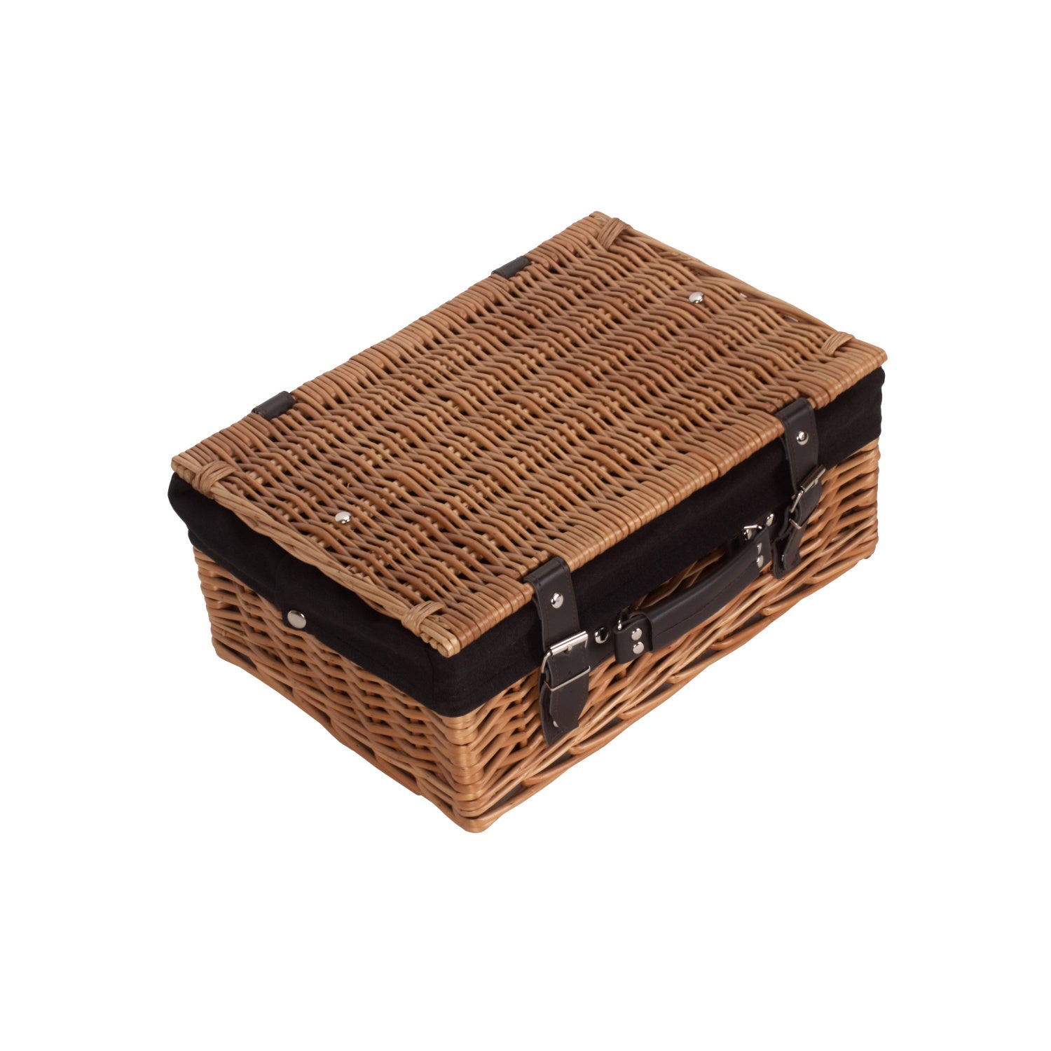 14 Inch Double Steamed WIllow Hamper with Black Lining