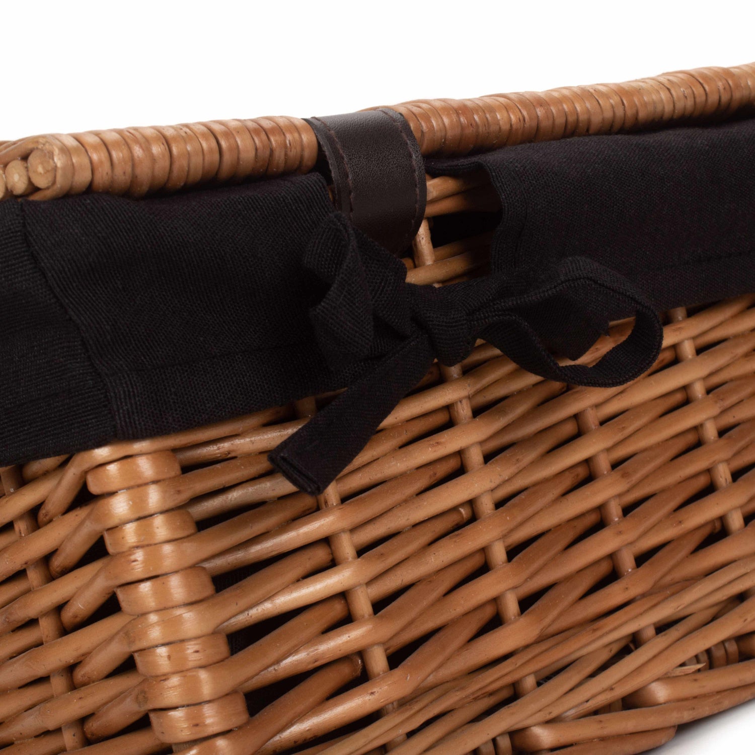 14 Inch Double Steamed WIllow Hamper with Black Lining