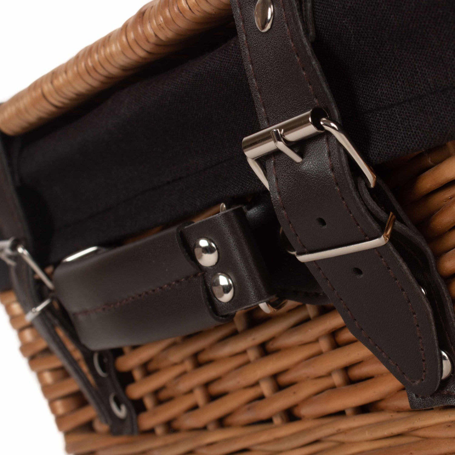 14 Inch Double Steamed WIllow Hamper with Black Lining