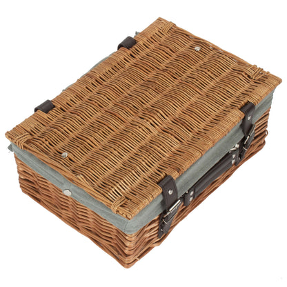 14 Inch Double Steamed Willow Hamper with Grey Sage Lining