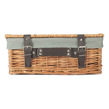 14 Inch Double Steamed Willow Hamper with Grey Sage Lining
