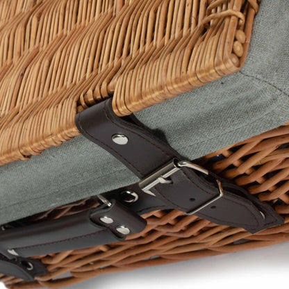 14 Inch Double Steamed Willow Hamper with Grey Sage Lining