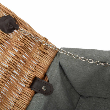 14 Inch Double Steamed Willow Hamper with Grey Sage Lining