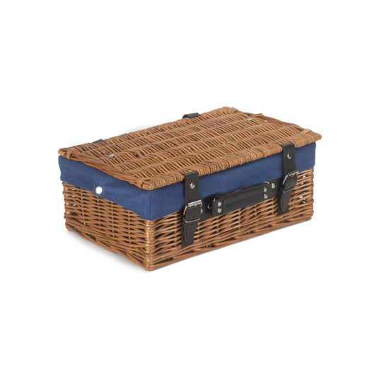 14 Inch Double Steamed Willow Hamper with Navy Blue Lining