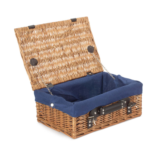 14 Inch Double Steamed Willow Hamper with Navy Blue Lining