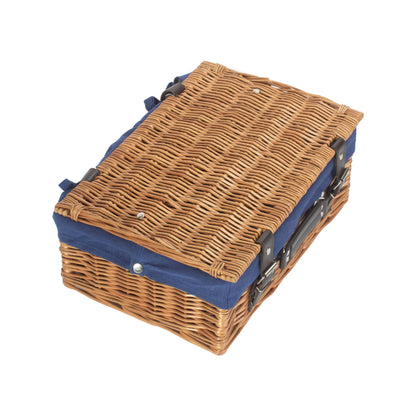 14 Inch Double Steamed Willow Hamper with Navy Blue Lining