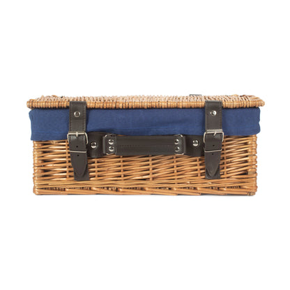 14 Inch Double Steamed Willow Hamper with Navy Blue Lining