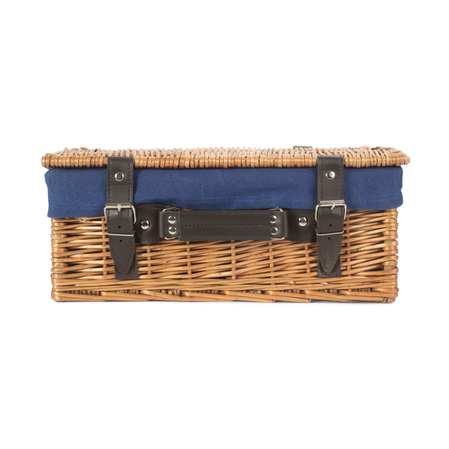 14 Inch Double Steamed Hamper With Navy Blue Lining