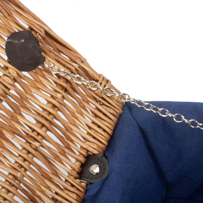 14 Inch Double Steamed Willow Hamper with Navy Blue Lining