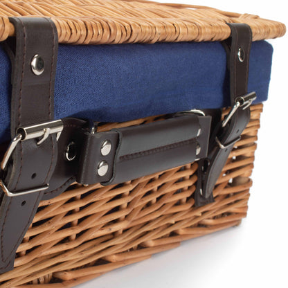 14 Inch Double Steamed Willow Hamper with Navy Blue Lining