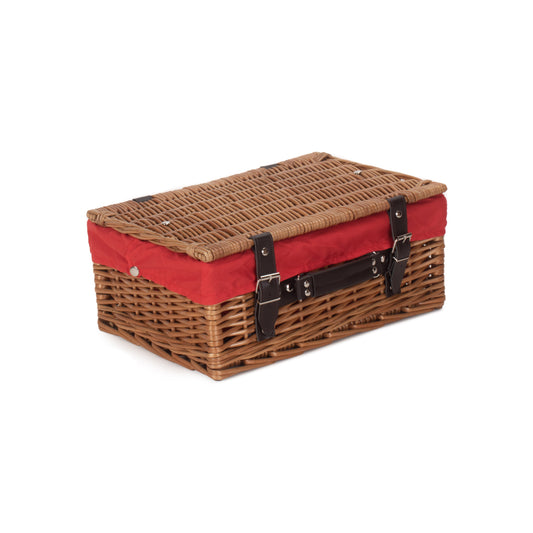 14 Inch Double Steamed Willow Hamper with Red Lining
