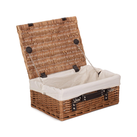 14 Inch Double Steamed Willow Hamper with White Lining