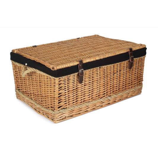 28 Inch Rope Handled Willow Hamper Trunk with Black Lining