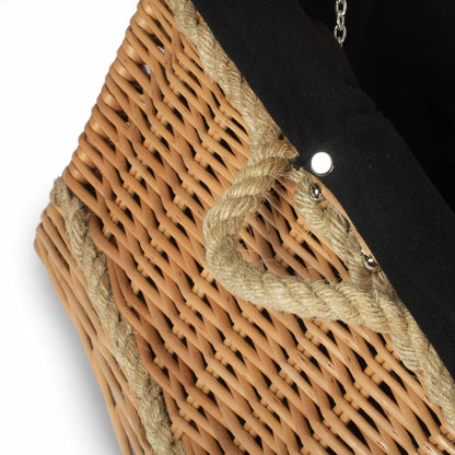 28 Inch Rope Handled Willow Hamper Trunk with Black Lining