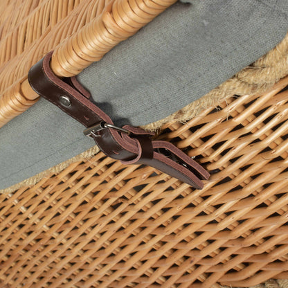 28 Inch Rope Handled Willow Hamper Trunk with Grey Sage Lining