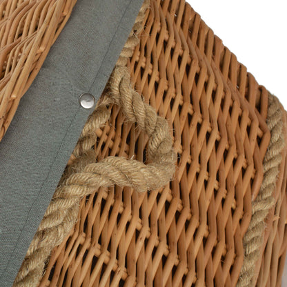 28 Inch Rope Handled Willow Hamper Trunk with Grey Sage Lining