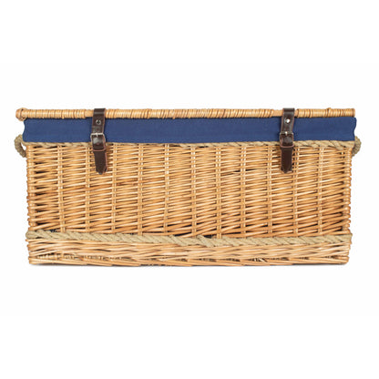 28 Inch Rope Handled Willow Hamper Trunk with Navy Blue Lining