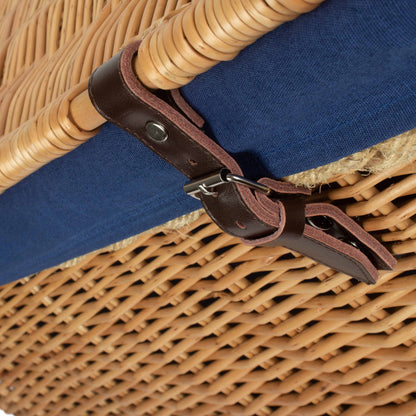 28 Inch Rope Handled Willow Hamper Trunk with Navy Blue Lining